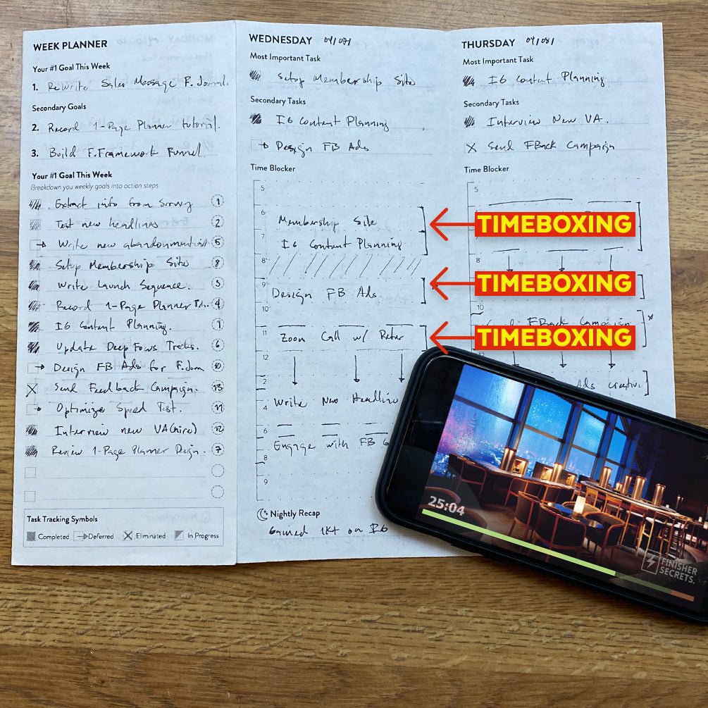 1 - Page Time Boxing Planner (Digital Download) - Finisher Secrets